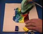 The "wriggle" stroke  - an encaustic art project shown on the "Learn the SKills Video" by Michael Bossom