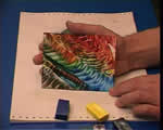 patterned abstract in landscpae format - an encaustic art project shown on the "Learn the SKills Video" by Michael Bossom